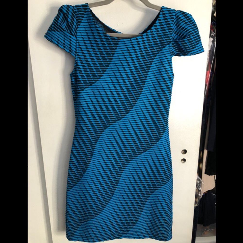 Aqua Blue & Black dress by Silence + Noise